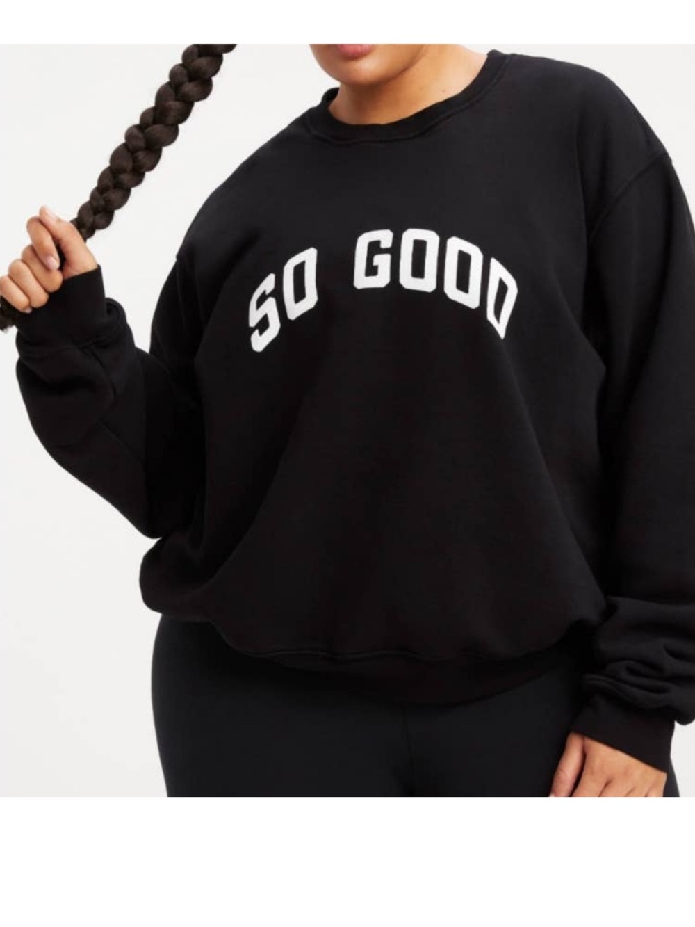 Good American Black So Good Boyfriend Crew Neck Sweatshirt NWT size 2/M